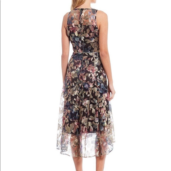 Alex Marie Sarah Embroidered Floral Print Hi-Low A-Line Midi Holiday Dress Sz 6 - Picture 2 of 13